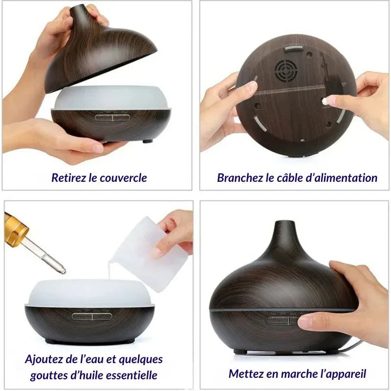 Humidificateur à Ultrasons Effet Bois - Le Petit Masseur
