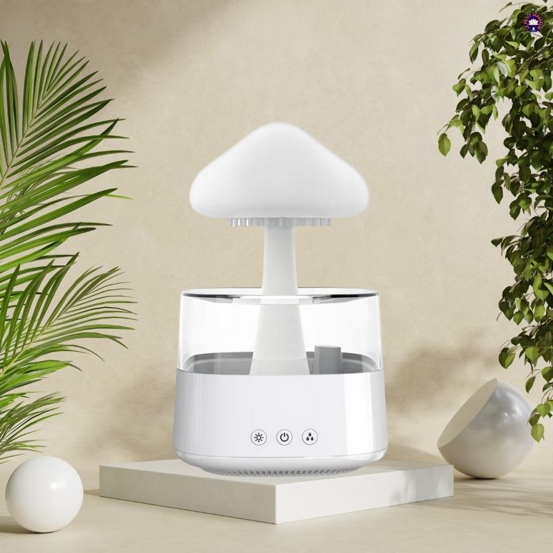 Humidificateur en forme de nuage de pluie, lampe d'aromathérapie relaxante,  diffuseur de son de pluie